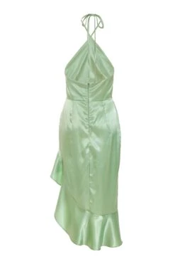 Petite Sage Halter Neck Asymmetric Midi Dress -Deals Clothifyr Store 00100038796 ZB