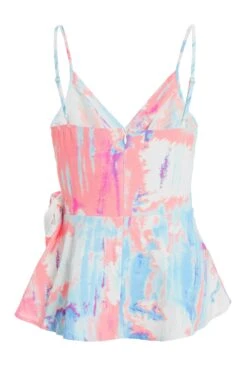 Blue Marble Print Peplum Top -Deals Clothifyr Store 00100038849 ZB