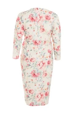 Curve Pink Floral Wrap Midi Dress -Deals Clothifyr Store 00100038860 ZB