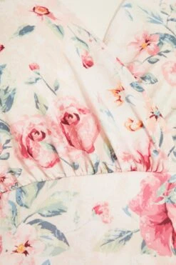 Curve Pink Floral Wrap Midi Dress -Deals Clothifyr Store 00100038860 ZS