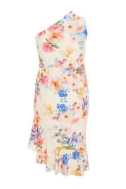 Curve Cream Floral Frill Midi Dress -Deals Clothifyr Store 00100038861 ZB
