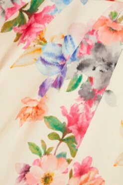 Curve Cream Floral Frill Midi Dress -Deals Clothifyr Store 00100038861 ZS