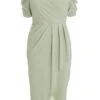 Curve Sage Wrap Midi Dress -Deals Clothifyr Store 00100038865 ZM