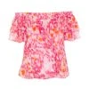 Pink Brush Stroke Print Bardot Top -Deals Clothifyr Store 00100038959 ZM