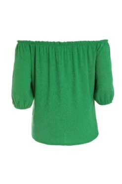 Curve Green Bardot Crinkle Top -Deals Clothifyr Store 00100038990 ZB