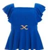 Curve Royal Blue Frill Sleeve Peplum Top 2 Curve Royal Blue Frill Sleeve Peplum Top -Deals Clothifyr Store 00100038992 ZM