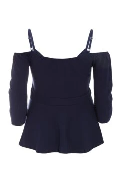Curve Navy Peplum Top -Deals Clothifyr Store 00100038993 ZB