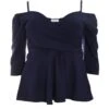 Curve Navy Peplum Top -Deals Clothifyr Store 00100038993 ZM