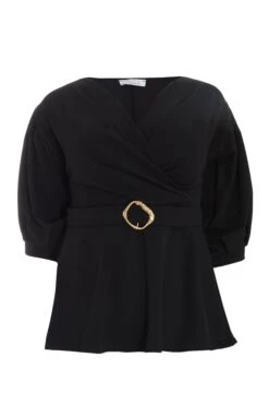 Curve Black Peplum Top