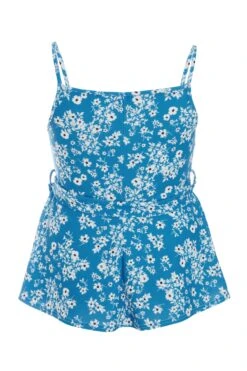 Curve Blue Ditsy Print Peplum Top -Deals Clothifyr Store 00100039016 ZB