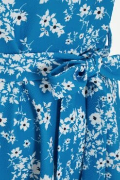 Curve Blue Ditsy Print Peplum Top -Deals Clothifyr Store 00100039016 ZS