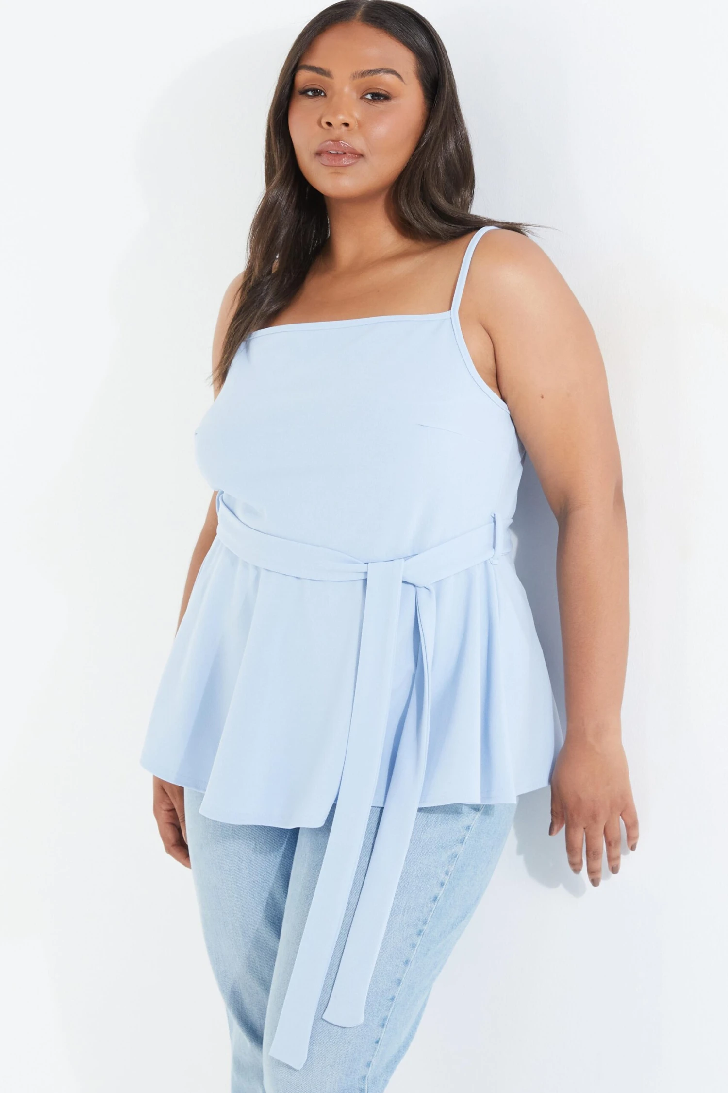 Curve Blue Strappy Tie Peplum Top 4 Curve Blue Strappy Tie Peplum Top - Image 2