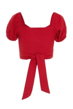 Red Cut Out Crop Top -Deals Clothifyr Store 00100039048 ZB