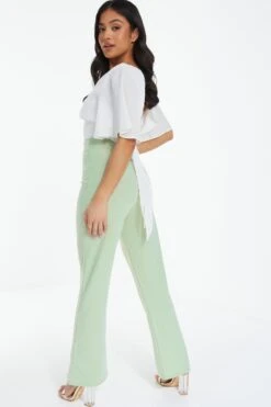 Petite Sage Split Front Trousers 10 Petite Sage Split Front Trousers -Deals Clothifyr Store 00100039142 XB