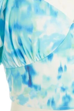 Blue Marble Print Crop Top -Deals Clothifyr Store 00100039148 ZS