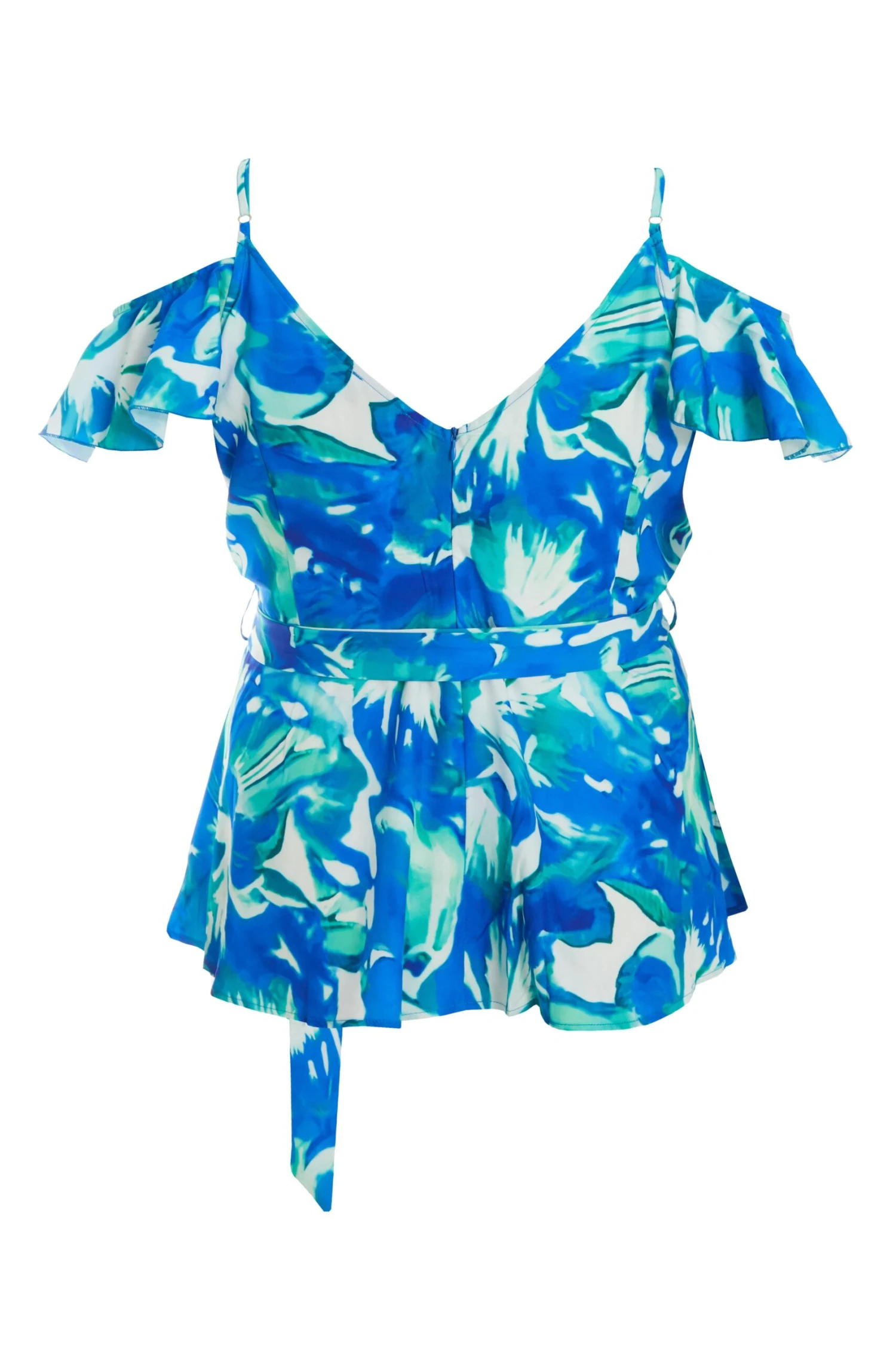 Curve Blue Tropical Print Wrap Top 7 Curve Blue Tropical Print Wrap Top - Image 5