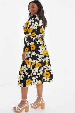 Curve Black Floral Wrap Midi Dress 10 Curve Black Floral Wrap Midi Dress -Deals Clothifyr Store 00100039222 XB