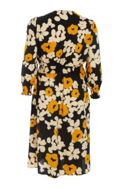 Curve Black Floral Wrap Midi Dress 12 Curve Black Floral Wrap Midi Dress -Deals Clothifyr Store 00100039222 ZB