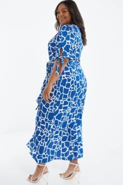 Curve Royal Blue Animal Print Warp Dress -Deals Clothifyr Store 00100039230 XB