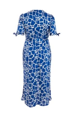 Curve Royal Blue Animal Print Warp Dress -Deals Clothifyr Store 00100039230 ZB