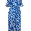 Curve Royal Blue Animal Print Warp Dress