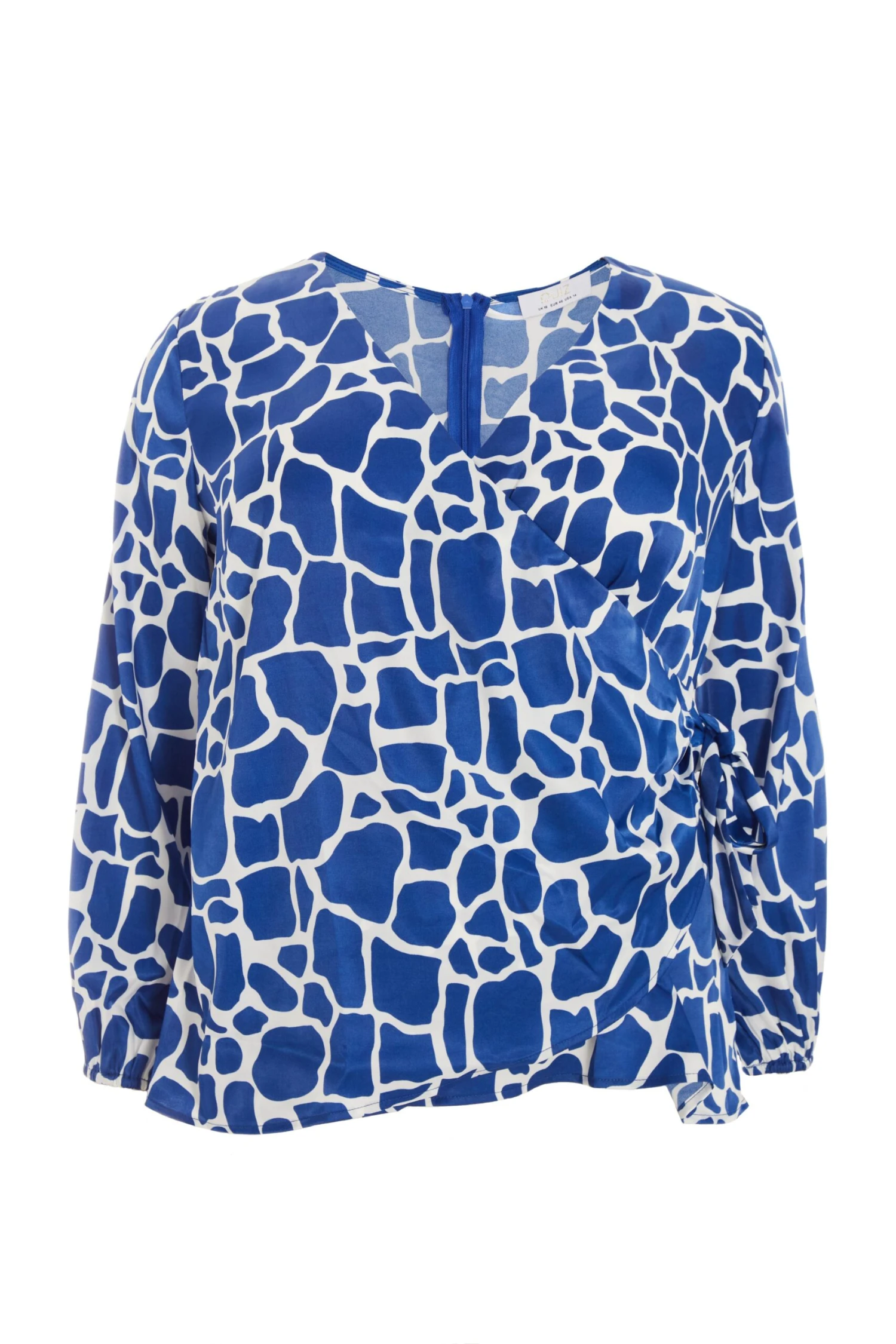 Curve Royal Blue Animal Print Wrap Top 3 Curve Royal Blue Animal Print Wrap Top