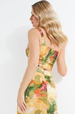 Multicoloured Marble Print Corset Crop Top -Deals Clothifyr Store 00100039383 XB