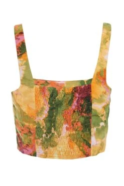 Multicoloured Marble Print Corset Crop Top -Deals Clothifyr Store 00100039383 ZB
