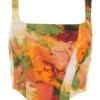 Multicoloured Marble Print Corset Crop Top -Deals Clothifyr Store 00100039383 ZM
