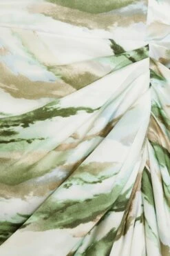 Curve Green Marble Print Bardot Midi Dress -Deals Clothifyr Store 00100039601 ZS