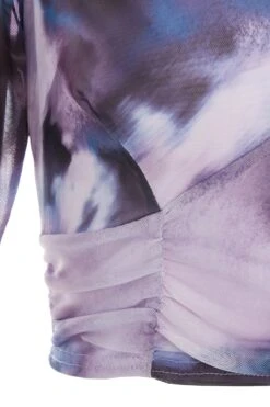 Purple Marble Print Mesh Crop Top -Deals Clothifyr Store 00100039614 ZS