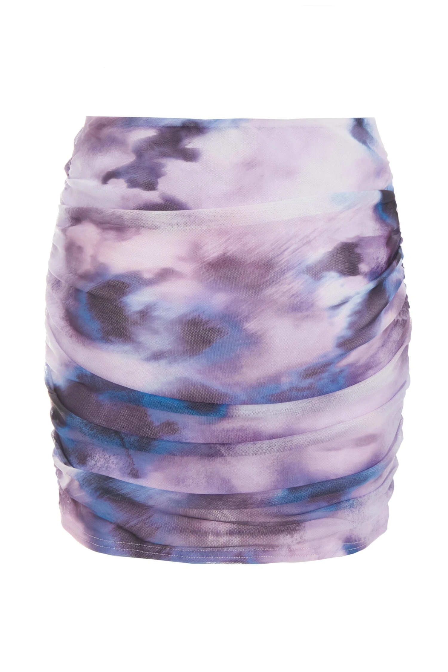 Purple Marble Print Mesh Ruched Mini Skirt 7 Purple Marble Print Mesh Ruched Mini Skirt - Image 5