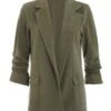Petite Khaki Ruched Sleeve Blazer -Deals Clothifyr Store 00100039752 ZM